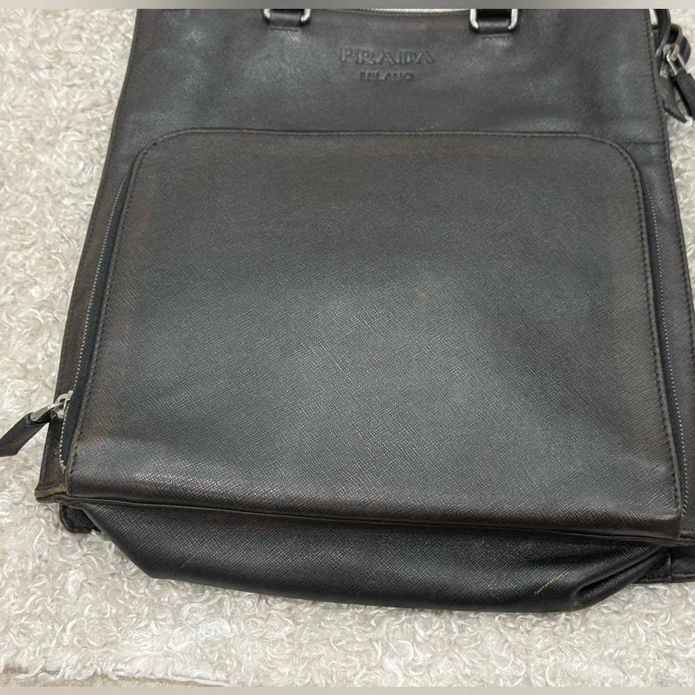 Prada Aged Saffiano Leather Vertical Briefcase Bag - Picture 6 of 16